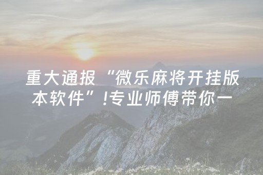 重大通报“微乐麻将开挂版本软件”!专业师傅带你一起了解（详细教程）-抖音