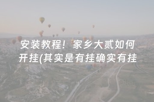 安装教程！家乡大贰如何开挂(其实是有挂确实有挂)