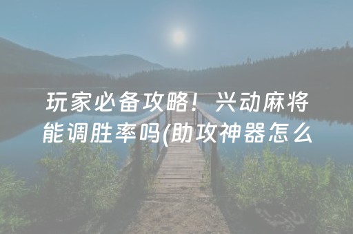 玩家必备攻略！兴动麻将能调胜率吗(助攻神器怎么才会赢)