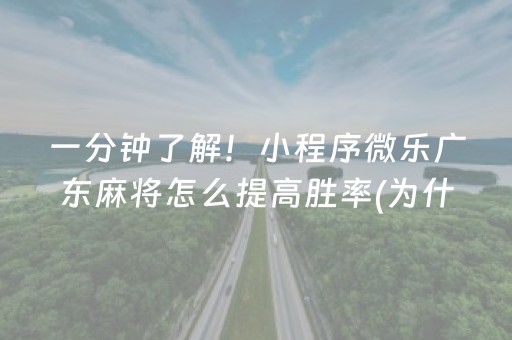 一分钟了解！小程序微乐广东麻将怎么提高胜率(为什么老输)