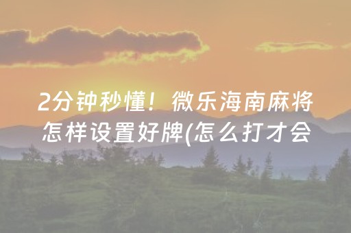 2分钟秒懂！微乐海南麻将怎样设置好牌(怎么打才会赢)