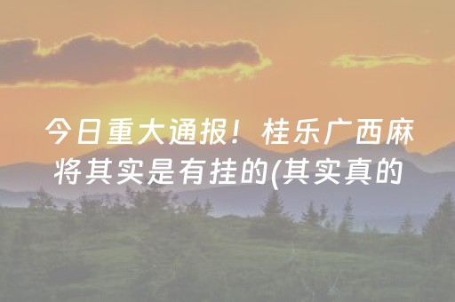 今日重大通报！桂乐广西麻将其实是有挂的(其实真的确实有挂)