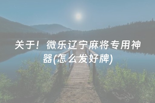 关于！微乐辽宁麻将专用神器(怎么发好牌)