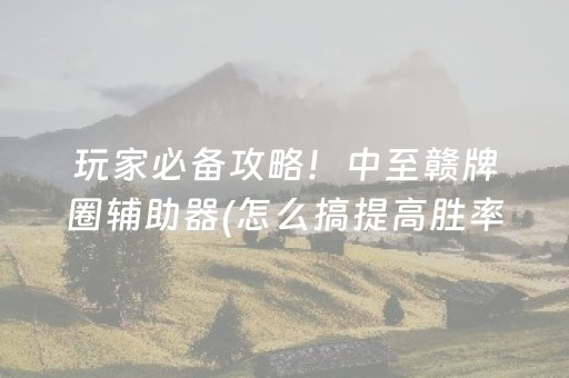 玩家必备攻略！中至赣牌圈辅助器(怎么搞提高胜率)
