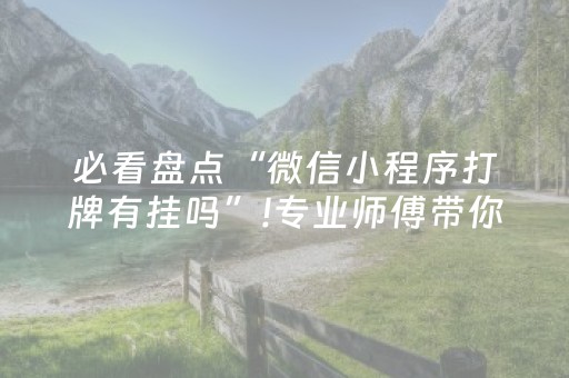 必看盘点“微信小程序打牌有挂吗”!专业师傅带你一起了解（详细教程）-抖音