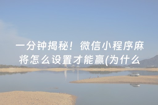 一分钟揭秘！微信小程序麻将怎么设置才能赢(为什么经常输)