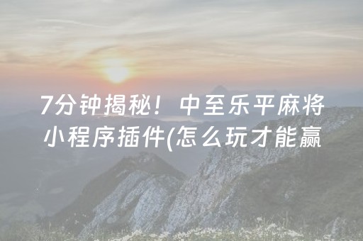 7分钟揭秘！中至乐平麻将小程序插件(怎么玩才能赢)
