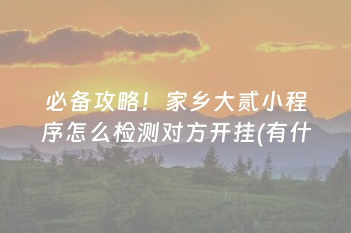 必备攻略！家乡大贰小程序怎么检测对方开挂(有什么赢的技巧)