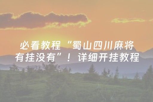 必看教程“蜀山四川麻将有挂没有”！详细开挂教程（确实真的有挂)-抖音