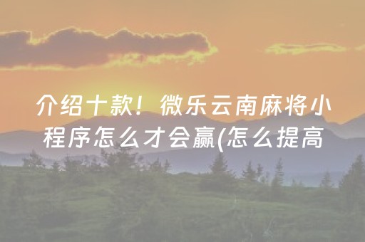 介绍十款！微乐云南麻将小程序怎么才会赢(怎么提高赢牌率)