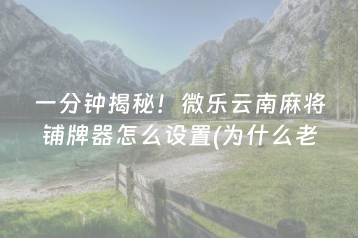 一分钟揭秘！微乐云南麻将铺牌器怎么设置(为什么老是输)