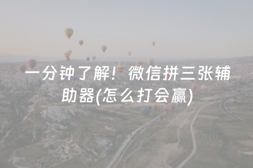 一分钟了解！微信拼三张辅助器(怎么打会赢)
