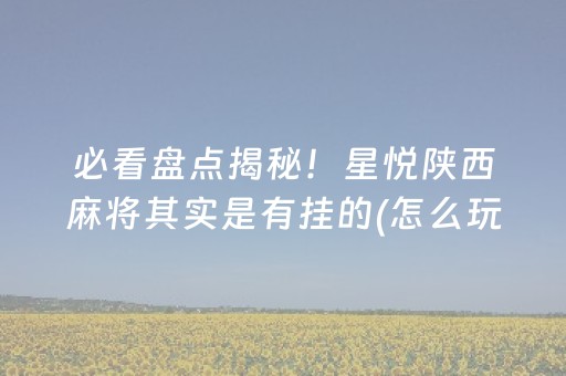 必看盘点揭秘！星悦陕西麻将其实是有挂的(怎么玩才能赢)