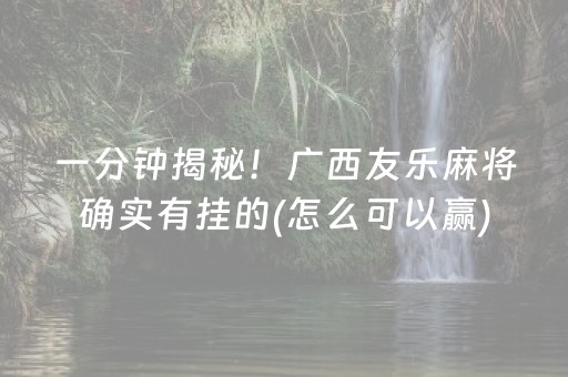 一分钟揭秘！广西友乐麻将确实有挂的(怎么可以赢)