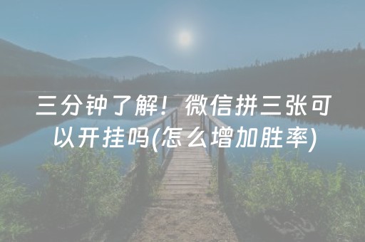 三分钟了解！微信拼三张可以开挂吗(怎么增加胜率)