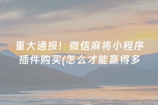 重大通报！微信麻将小程序插件购买(怎么才能赢得多)
