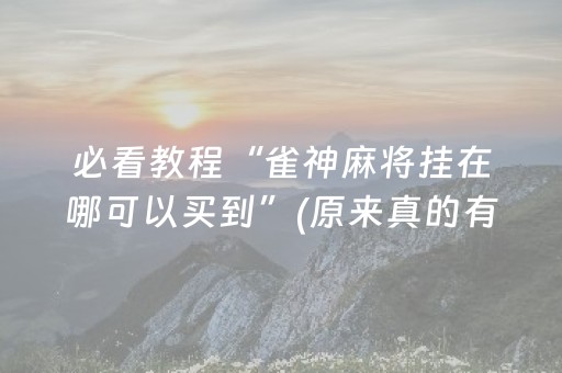 必看教程“雀神麻将挂在哪可以买到”(原来真的有挂)-抖音
