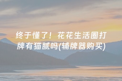 终于懂了！花花生活圈打牌有猫腻吗(辅牌器购买)
