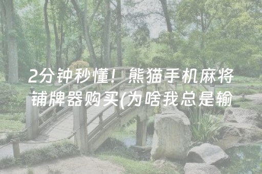 2分钟秒懂！熊猫手机麻将铺牌器购买(为啥我总是输)