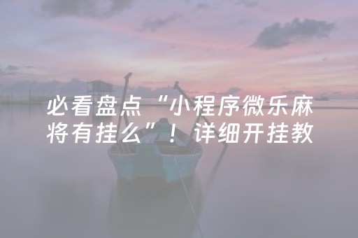 必看盘点“小程序微乐麻将有挂么”！详细开挂教程（确实真的有挂)-抖音