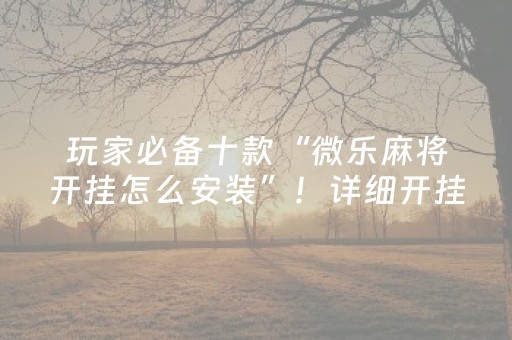 玩家必备十款“微乐麻将开挂怎么安装”！详细开挂教程（确实真的有挂)-抖音