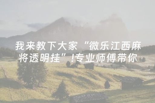 我来教下大家“微乐江西麻将透明挂”!专业师傅带你一起了解（详细教程）-抖音