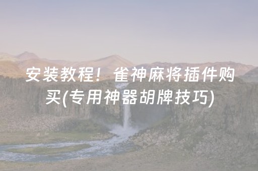 安装教程！雀神麻将插件购买(专用神器胡牌技巧)