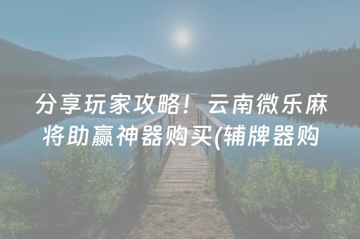 分享玩家攻略！云南微乐麻将助赢神器购买(辅牌器购买)