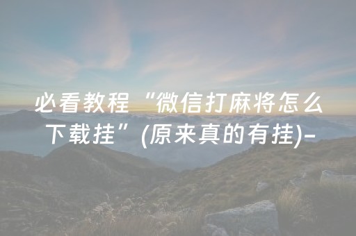 必看教程“微信打麻将怎么下载挂”(原来真的有挂)-抖音