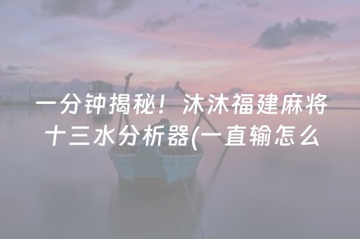 一分钟揭秘！沐沐福建麻将十三水分析器(一直输怎么办)