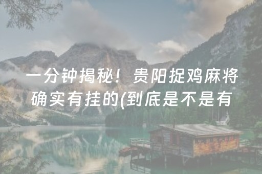 一分钟揭秘！贵阳捉鸡麻将确实有挂的(到底是不是有挂)