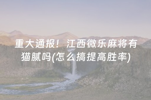 重大通报！江西微乐麻将有猫腻吗(怎么搞提高胜率)