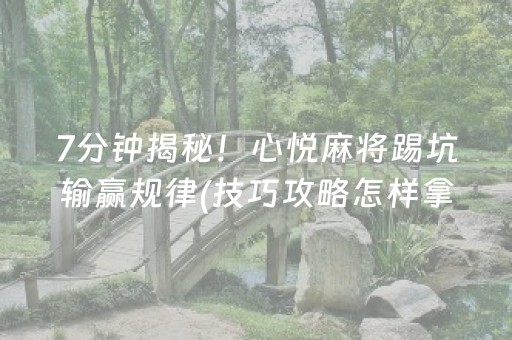 7分钟揭秘！心悦麻将踢坑输赢规律(技巧攻略怎样拿好牌)