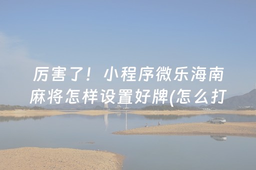 厉害了！小程序微乐海南麻将怎样设置好牌(怎么打赢的几率大)