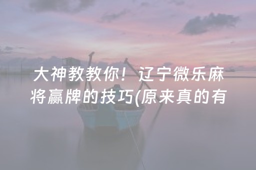 大神教教你！辽宁微乐麻将赢牌的技巧(原来真的有挂)