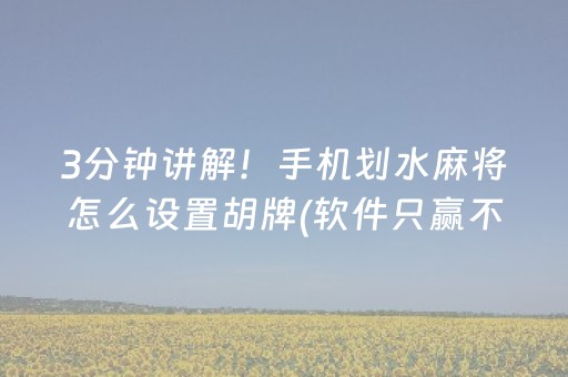 3分钟讲解！手机划水麻将怎么设置胡牌(软件只赢不输)
