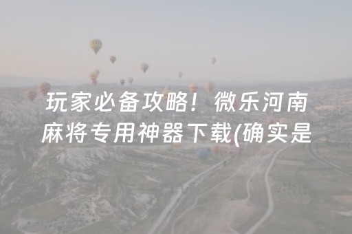 玩家必备攻略！微乐河南麻将专用神器下载(确实是有挂的)
