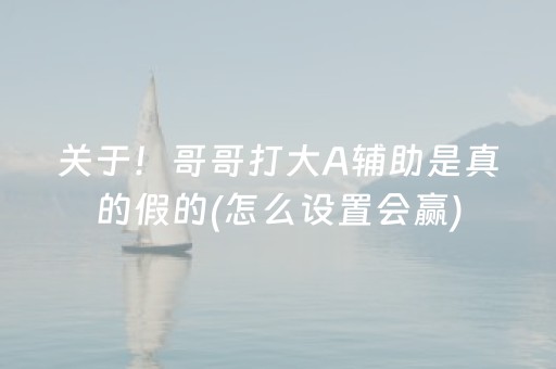 关于！哥哥打大A辅助是真的假的(怎么设置会赢)