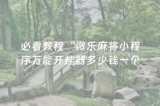 必看教程“微乐麻将小程序万能开挂器多少钱一个”(原来真的有挂)-抖音