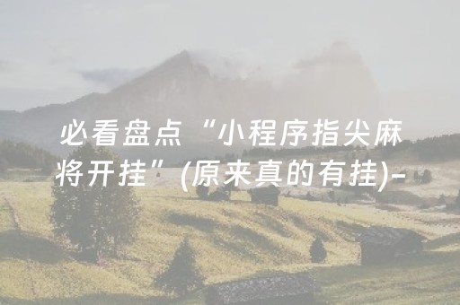 必看盘点“小程序指尖麻将开挂”(原来真的有挂)-抖音