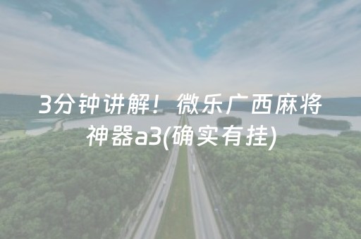3分钟讲解！微乐广西麻将神器a3(确实有挂)