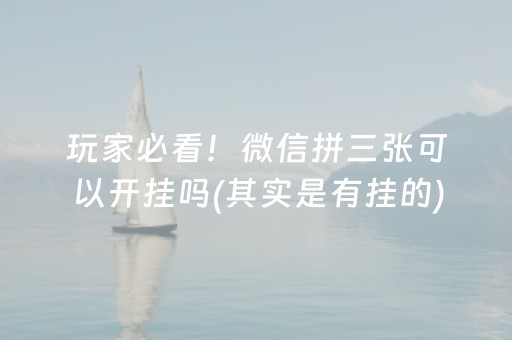 玩家必看！微信拼三张可以开挂吗(其实是有挂的)