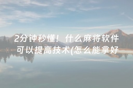2分钟秒懂！什么麻将软件可以提高技术(怎么能拿好牌)
