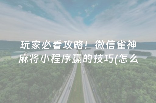 玩家必看攻略！微信雀神麻将小程序赢的技巧(怎么老是输)