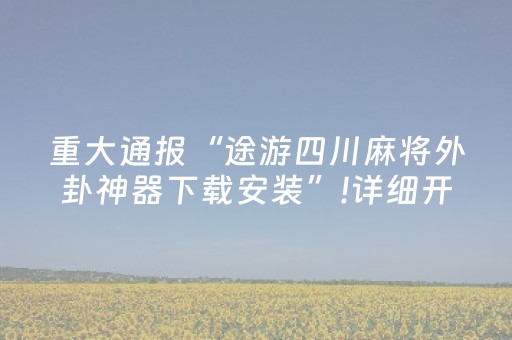 重大通报“途游四川麻将外卦神器下载安装”!详细开挂教程-抖音