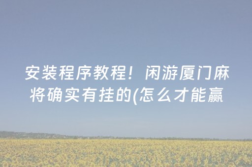 安装程序教程！闲游厦门麻将确实有挂的(怎么才能赢)
