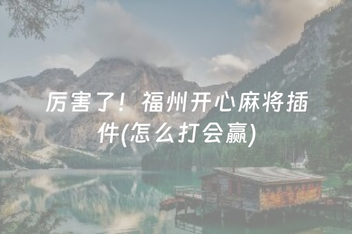 厉害了！福州开心麻将插件(怎么打会赢)