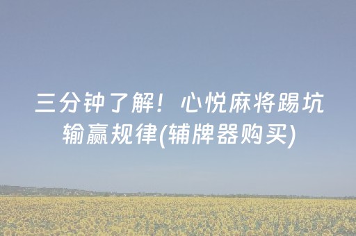 三分钟了解！心悦麻将踢坑输赢规律(辅牌器购买)