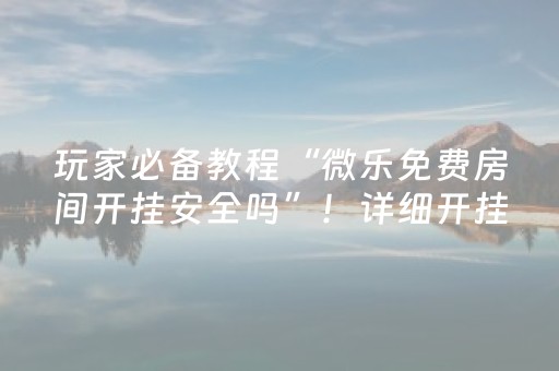 玩家必备教程“微乐免费房间开挂安全吗”！详细开挂教程（确实真的有挂)-抖音