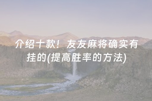 介绍十款！友友麻将确实有挂的(提高胜率的方法)